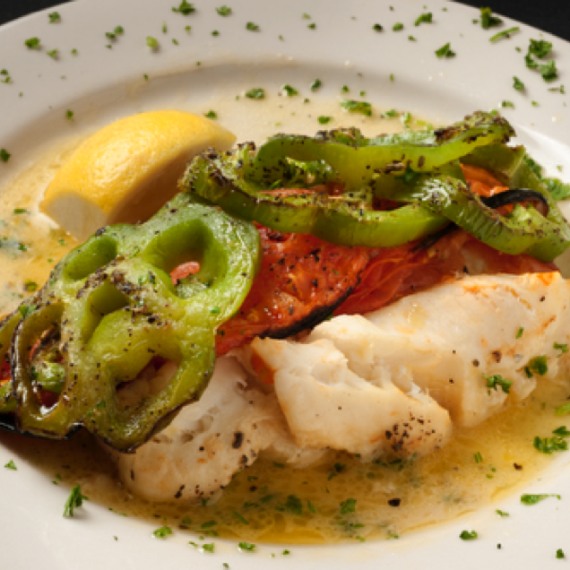 Scrod Italiano 
sliced green peppers and tomatoes, extra virgin olive oil, basil